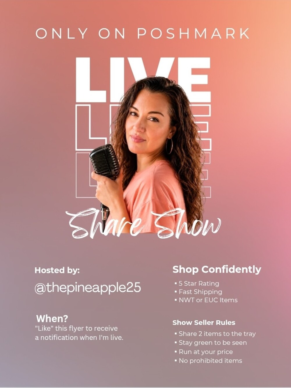 "Like" this to be notified when I'm live!